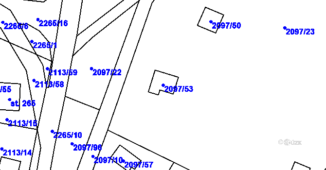 Parcela st. 2097/53 v KÚ Rohozná u Jihlavy, Katastrální mapa