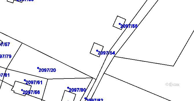 Parcela st. 2097/54 v KÚ Rohozná u Jihlavy, Katastrální mapa