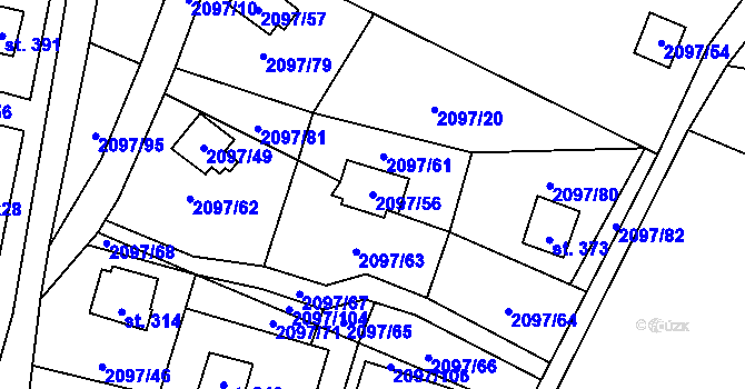 Parcela st. 2097/56 v KÚ Rohozná u Jihlavy, Katastrální mapa