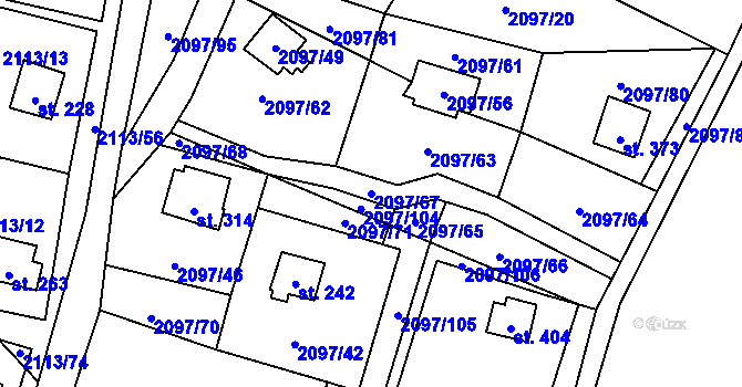 Parcela st. 2097/67 v KÚ Rohozná u Jihlavy, Katastrální mapa