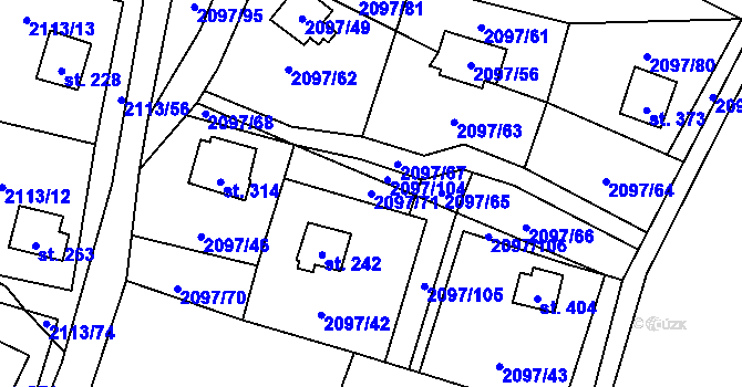 Parcela st. 2097/71 v KÚ Rohozná u Jihlavy, Katastrální mapa