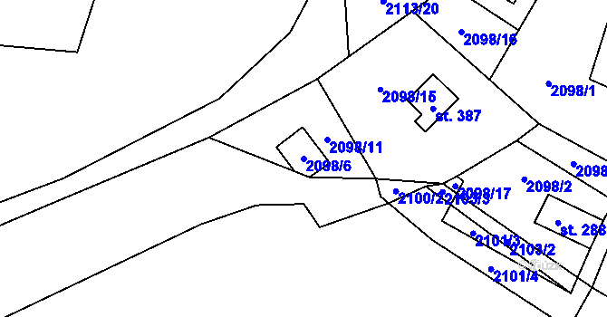 Parcela st. 2098/6 v KÚ Rohozná u Jihlavy, Katastrální mapa
