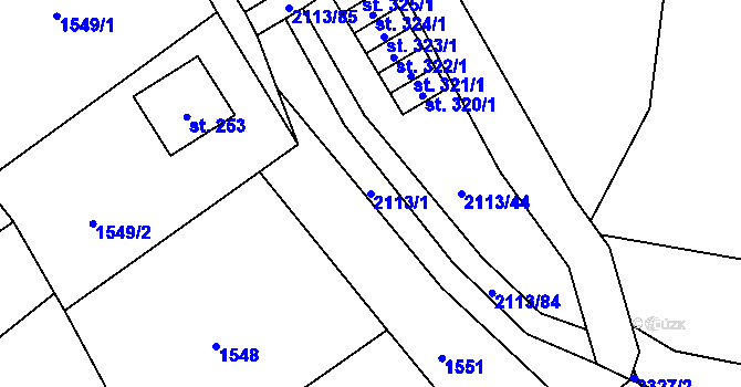 Parcela st. 2113/1 v KÚ Rohozná u Jihlavy, Katastrální mapa