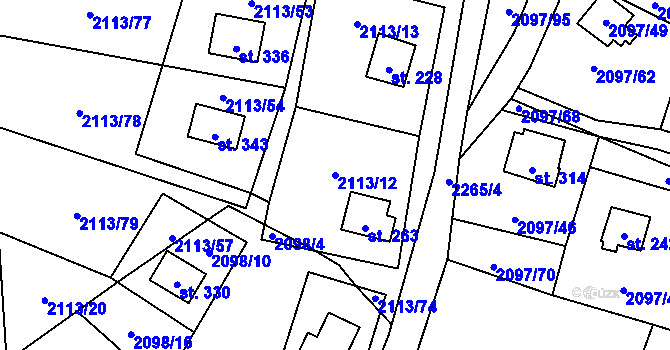 Parcela st. 2113/12 v KÚ Rohozná u Jihlavy, Katastrální mapa