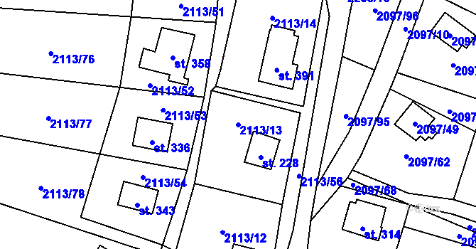 Parcela st. 2113/13 v KÚ Rohozná u Jihlavy, Katastrální mapa