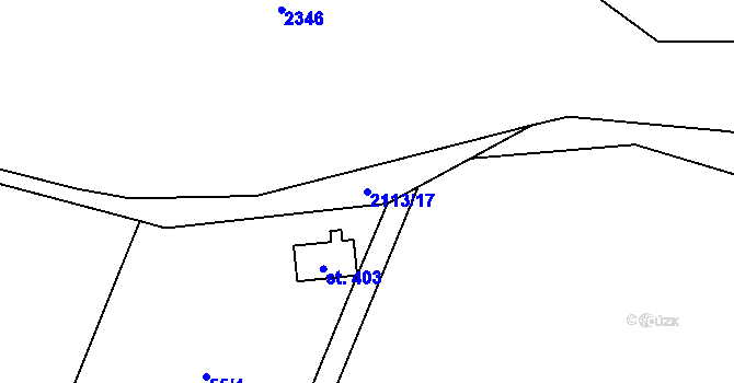 Parcela st. 2113/17 v KÚ Rohozná u Jihlavy, Katastrální mapa