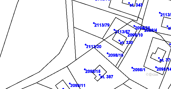 Parcela st. 2113/20 v KÚ Rohozná u Jihlavy, Katastrální mapa