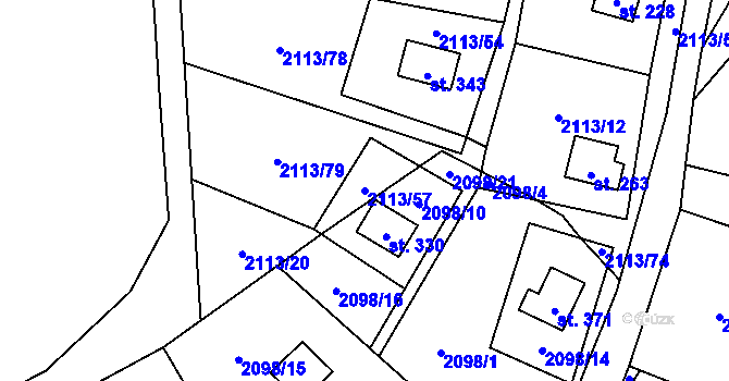 Parcela st. 2113/57 v KÚ Rohozná u Jihlavy, Katastrální mapa