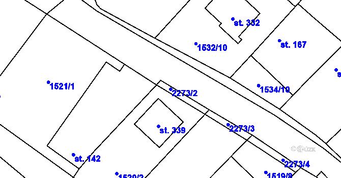 Parcela st. 2273/2 v KÚ Rohozná u Jihlavy, Katastrální mapa