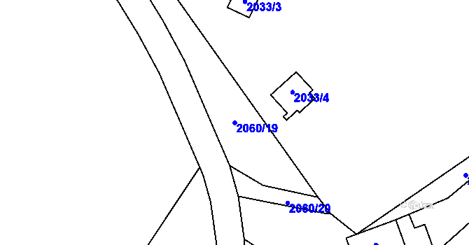 Parcela st. 2060/19 v KÚ Rohozná u Jihlavy, Katastrální mapa