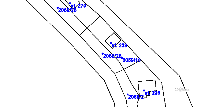 Parcela st. 2060/26 v KÚ Rohozná u Jihlavy, Katastrální mapa