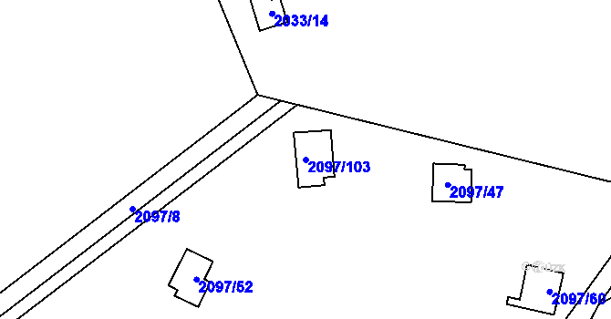 Parcela st. 2097/103 v KÚ Rohozná u Jihlavy, Katastrální mapa