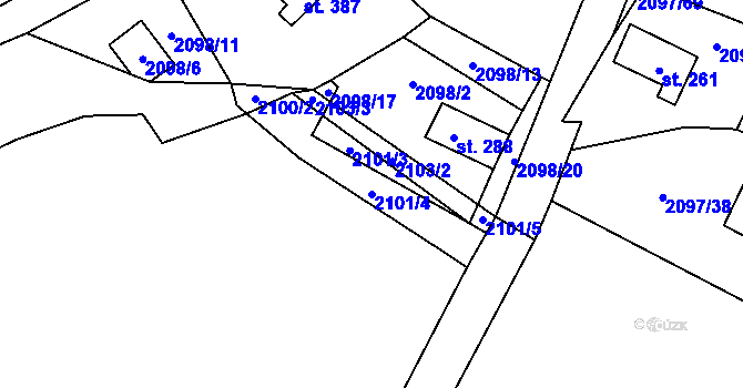 Parcela st. 2101/4 v KÚ Rohozná u Jihlavy, Katastrální mapa