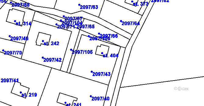 Parcela st. 404 v KÚ Rohozná u Jihlavy, Katastrální mapa