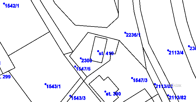 Parcela st. 410 v KÚ Rohozná u Jihlavy, Katastrální mapa