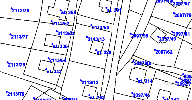 Parcela st. 228 v KÚ Rohozná u Jihlavy, Katastrální mapa