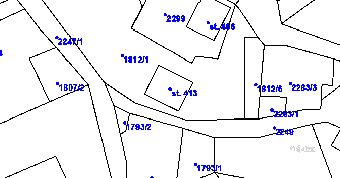 Parcela st. 413 v KÚ Rohozná u Jihlavy, Katastrální mapa