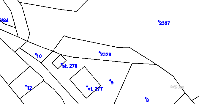 Parcela st. 2328 v KÚ Rohozná u Jihlavy, Katastrální mapa