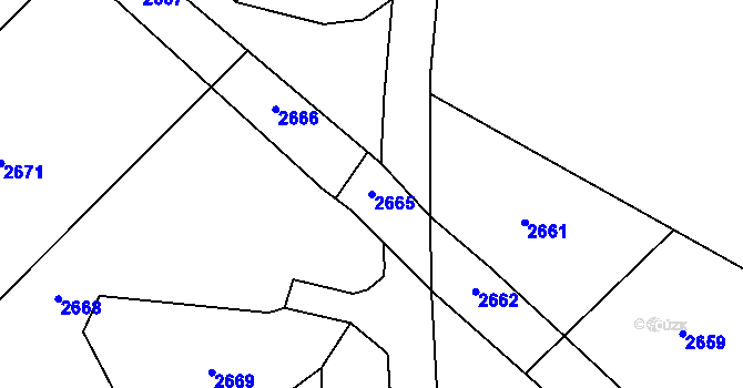 Parcela st. 2665 v KÚ Rohozná u Jihlavy, Katastrální mapa
