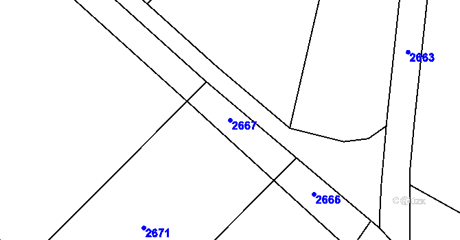 Parcela st. 2667 v KÚ Rohozná u Jihlavy, Katastrální mapa