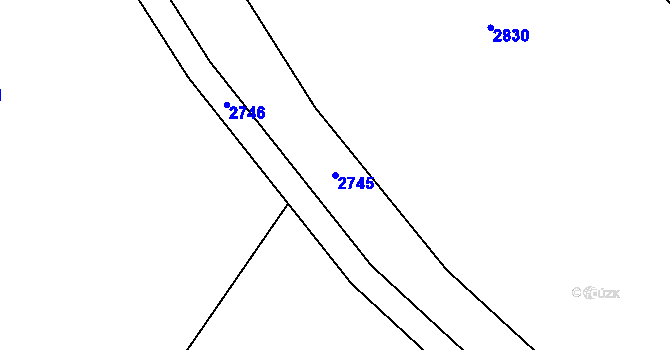 Parcela st. 2745 v KÚ Rohozná u Jihlavy, Katastrální mapa