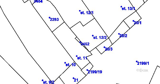 Parcela st. 3452 v KÚ Rohozná u Jihlavy, Katastrální mapa
