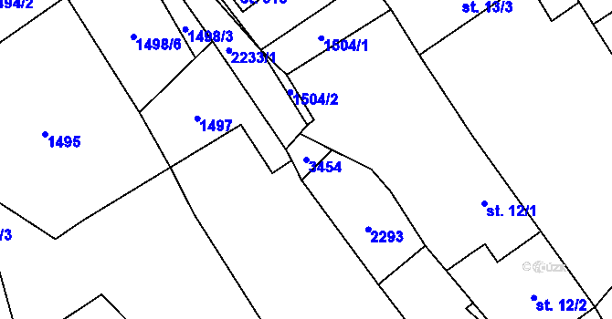 Parcela st. 3454 v KÚ Rohozná u Jihlavy, Katastrální mapa