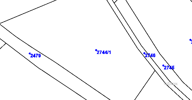 Parcela st. 2744/1 v KÚ Rohozná u Jihlavy, Katastrální mapa