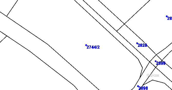 Parcela st. 2744/2 v KÚ Rohozná u Jihlavy, Katastrální mapa