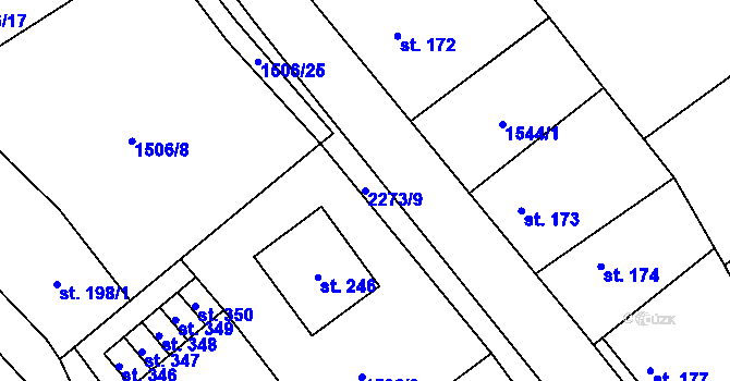 Parcela st. 2273/9 v KÚ Rohozná u Jihlavy, Katastrální mapa