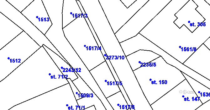 Parcela st. 2273/10 v KÚ Rohozná u Jihlavy, Katastrální mapa