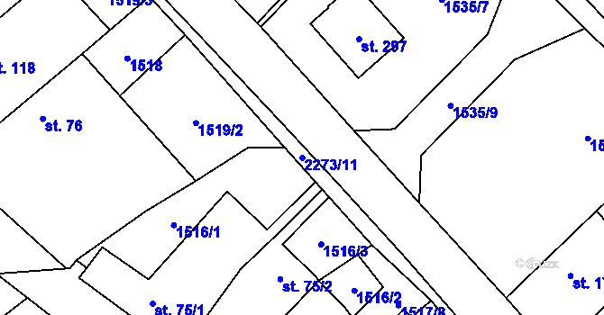Parcela st. 2273/11 v KÚ Rohozná u Jihlavy, Katastrální mapa