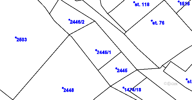 Parcela st. 2446/1 v KÚ Rohozná u Jihlavy, Katastrální mapa