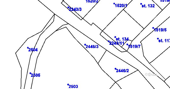 Parcela st. 2446/3 v KÚ Rohozná u Jihlavy, Katastrální mapa