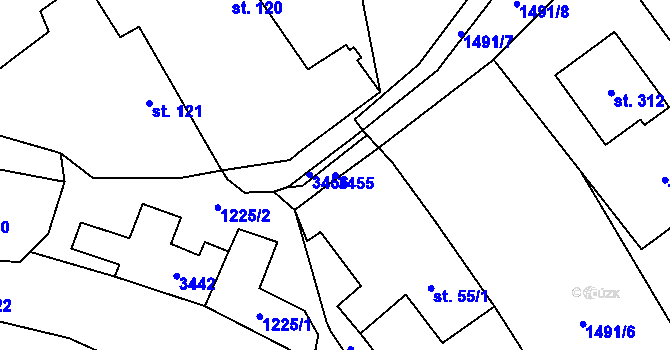 Parcela st. 3455 v KÚ Rohozná u Jihlavy, Katastrální mapa