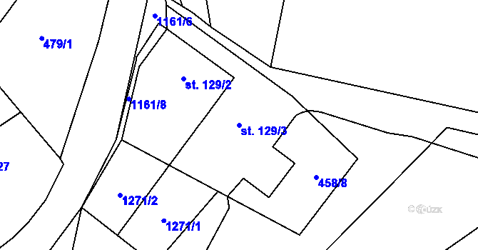 Parcela st. 129/3 v KÚ Rohoznice u Hořic, Katastrální mapa