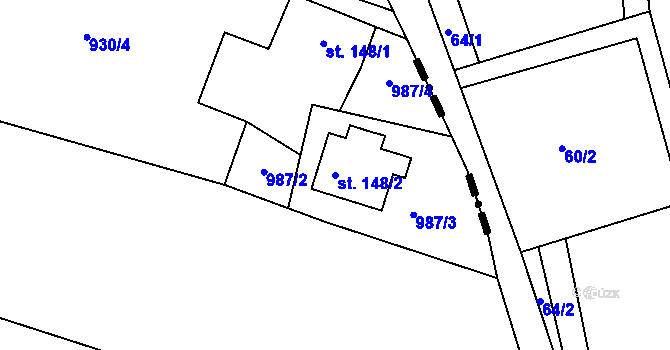 Parcela st. 148/2 v KÚ Rohoznice u Hořic, Katastrální mapa