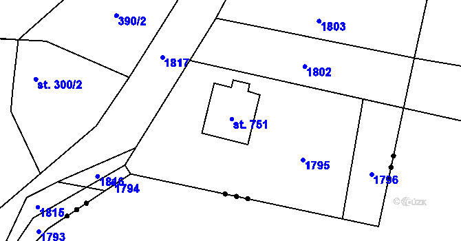 Parcela st. 205 v KÚ Rohoznice u Hořic, Katastrální mapa