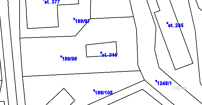 Parcela st. 215 v KÚ Rohoznice u Hořic, Katastrální mapa