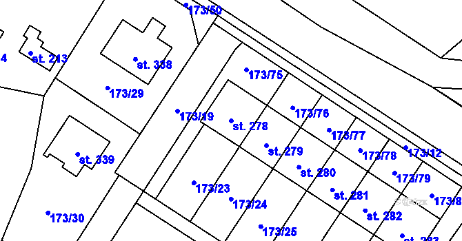 Parcela st. 278 v KÚ Rohoznice u Hořic, Katastrální mapa