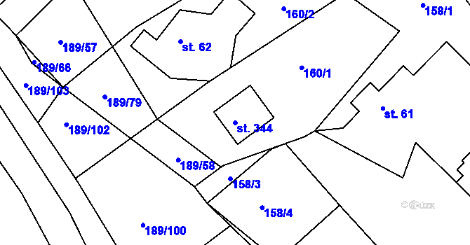Parcela st. 344 v KÚ Rohoznice u Hořic, Katastrální mapa