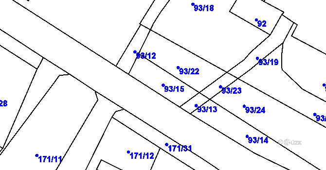 Parcela st. 93/15 v KÚ Rohoznice u Hořic, Katastrální mapa