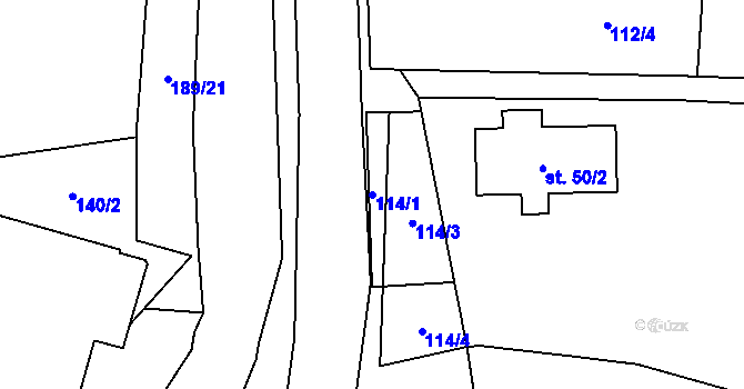 Parcela st. 114/1 v KÚ Rohoznice u Hořic, Katastrální mapa