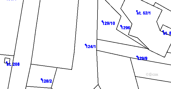 Parcela st. 124/1 v KÚ Rohoznice u Hořic, Katastrální mapa