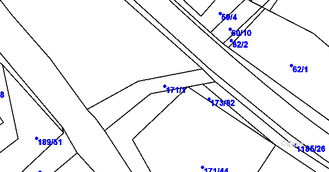 Parcela st. 171/1 v KÚ Rohoznice u Hořic, Katastrální mapa