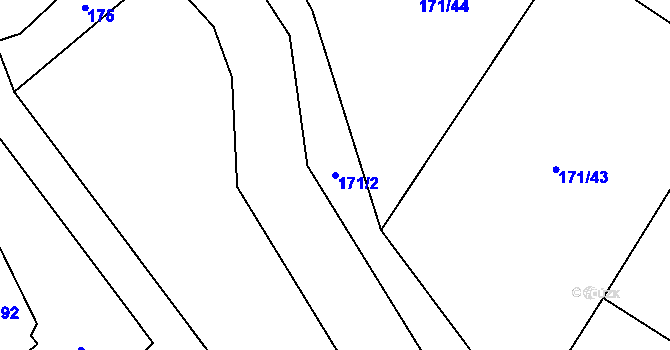 Parcela st. 171/2 v KÚ Rohoznice u Hořic, Katastrální mapa