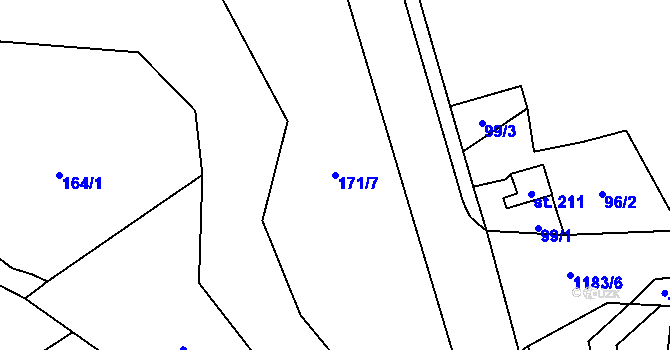 Parcela st. 171/7 v KÚ Rohoznice u Hořic, Katastrální mapa