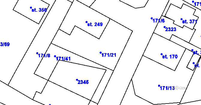 Parcela st. 171/21 v KÚ Rohoznice u Hořic, Katastrální mapa