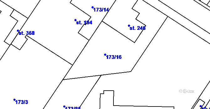 Parcela st. 173/16 v KÚ Rohoznice u Hořic, Katastrální mapa