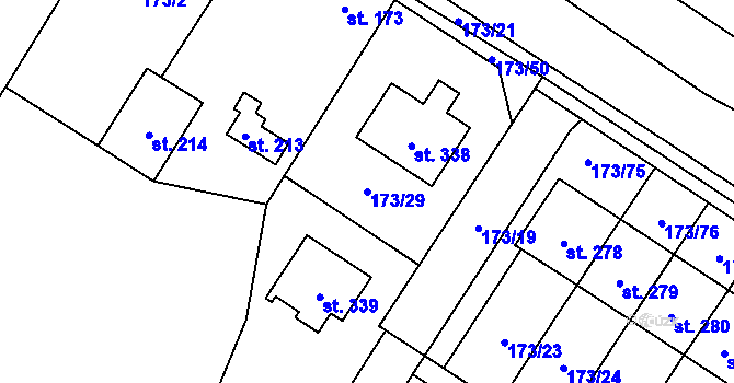 Parcela st. 173/29 v KÚ Rohoznice u Hořic, Katastrální mapa